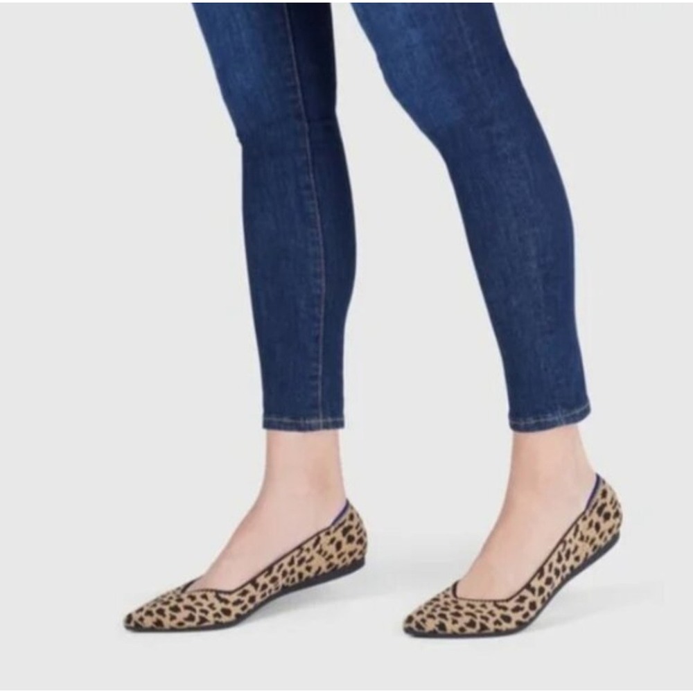 Rothy's The Point Leopard Print Pointed Toe Flats Brown Black Womens 8.5